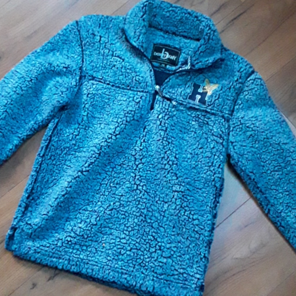 Fuzzy blue boxer craft sweatshirt